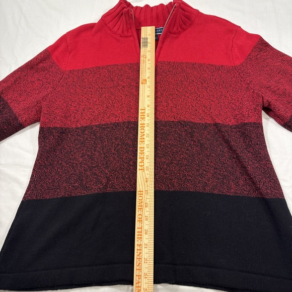 Karen Scott Sweater Womens LARGE Quarter Zip Pullover Mock Neck RED BLACK - Picture 5 of 9